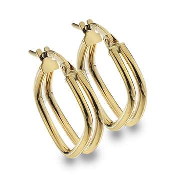 9K Yellow Gold Double Square Hoop Earrings - Pobjoy Diamonds