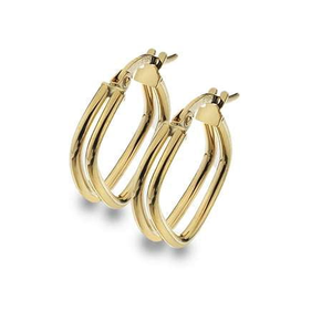 9K Yellow Gold Double Square Hoop Earrings - Pobjoy Diamonds