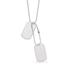 Load image into Gallery viewer, Sterling Silver Duo Of Dog Tags On Silver Chain - 20&quot; - Pobjoy Diamonds