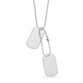 Sterling Silver Duo Of Dog Tags On Silver Chain - 20