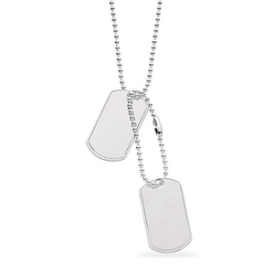 Sterling Silver Duo Of Dog Tags On Silver Chain - 20" - Pobjoy Diamonds