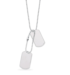 Sterling Silver Duo Of Dog Tags On Silver Chain - 20" - Pobjoy Diamonds