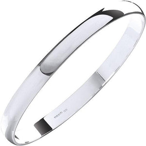 Sterling Silver D-Shape Ladies Solid Slave Bangle 7mm - Pobjoy Diamonds
