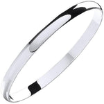 Sterling Silver D-Shape Ladies Solid Slave Bangle 6mm - Pobjoy Diamonds