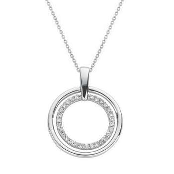 9K White Gold Diamond Twin Circle Pendant & Neck Chain 0.20 CTW - Pobjoy Diamonds