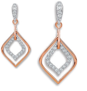 18K White & Rose Gold 0.30 CTW Diamond Drop Earrings G-H/Si - Pobjoy Diamonds