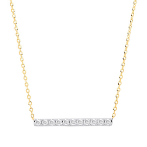 9K Gold Diamond Bar Pendant Necklace