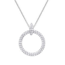 Load image into Gallery viewer, 9K White Gold Twin Diamond Row Circle Pendant &amp; Chain