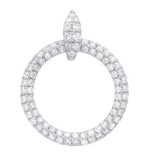 Load image into Gallery viewer, 9K White Gold Twin Diamond Row Circle Pendant &amp; Chain