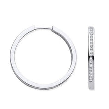 Load image into Gallery viewer, 9K White Gold &amp; 0.27 CTW Channel Set Diamond Hoop Earrings - Pobjoy Diamonds