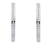 Load image into Gallery viewer, 9K White Gold &amp; 0.27 CTW Channel Set Diamond Hoop Earrings - Pobjoy Diamonds