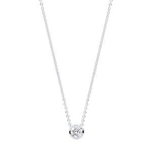 18K White Gold Rubover Set Diamond Pendant & Neck Chain 0.25 Carat G/Si - Pobjoy Diamonds