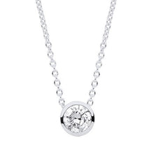 Load image into Gallery viewer, 18K White Gold Rubover Set Diamond Pendant &amp; Neck Chain 0.25 Carat G/Si - Pobjoy Diamonds