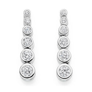 950 Palladium Six Point 1.00 CTW Diamond Drop Earrings G-H/Si-Pobjoy Diamonds
