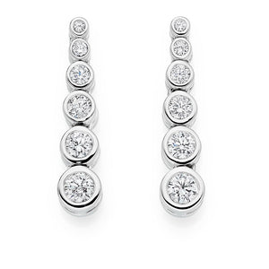 950 Palladium Six Point 1.00 CTW Diamond Drop Earrings G-H/Si-Pobjoy Diamonds