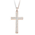 18K Rose Gold 0.40 CTW Diamond Cross Pendant - Pobjoy Diamonds