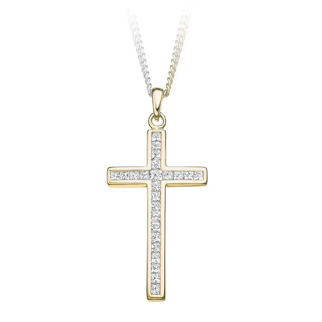 18K Yellow Gold 0.40 CTW Diamond Cross Pendant - Pobjoy Diamonds
