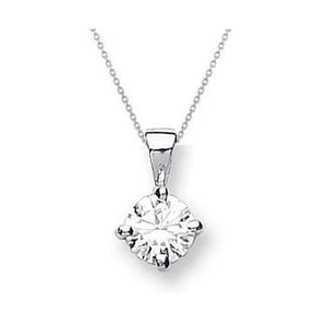 18K White Gold Claw Set Round Brilliant Cut Diamond Pendant & Neck Chain - 0.50 Carat G-H/VS-Si - Pobjoy Diamonds