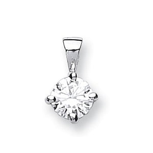 18K White Gold Claw Set Round Brilliant Cut Diamond Pendant & Neck Chain - 0.50 Carat G-H/VS-Si - Pobjoy Diamonds