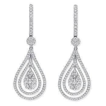 18K Gold 1.18 CTW Diamond Pear Drop Earrings G-H/Si - Pobjoy Diamonds