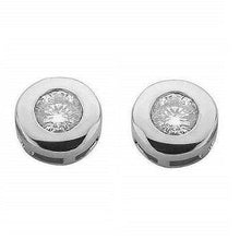 Load image into Gallery viewer, 9K White Gold Rubover Set Diamond Stud Earrings 0.30 Carat - Pobjoy Diamonds