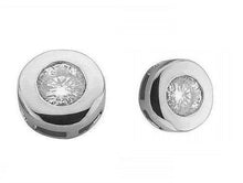 Load image into Gallery viewer, 9K White Gold Rubover Set Diamond Stud Earrings
