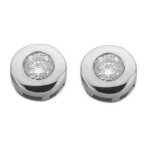 9K White Gold Gents Rubover Set Diamond Stud Earring 0.15 Carat - Pobjoy Diamonds