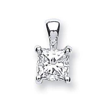 9K Gold Claw Set Lab Grown Princess Cut Diamond Pendant & Neck Chain - 0.50 Carat F/VS2 - Pobjoy Diamonds