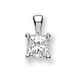 9K Gold Claw Set Lab Grown Princess Cut Diamond Pendant & Neck Chain - 0.50 Carat F/VS2 - Pobjoy Diamonds