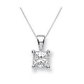 9K Gold Claw Set Lab Grown Princess Cut Diamond Pendant & Neck Chain - 0.50 Carat F/VS2 - Pobjoy Diamonds