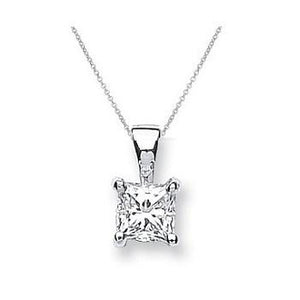 9K Gold Claw Set Lab Grown Princess Cut Diamond Pendant & Neck Chain - 0.50 Carat F/VS2 - Pobjoy Diamonds