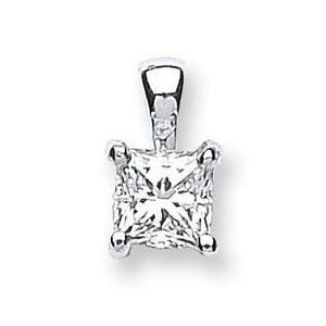 9K Gold Claw Set Lab Grown Princess Cut Diamond Pendant & Neck Chain - 0.50 Carat F/VS2 - Pobjoy Diamonds