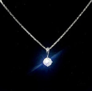 18K White Gold Claw Set Round Brilliant Cut Diamond Pendant & Neck Chain - 0.50 Carat G-H/VS-Si - Pobjoy Diamonds