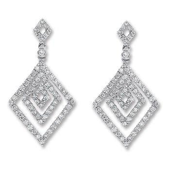 18K Gold 0.50 Carat Triangular Diamond Drop Earrings G-H/Si - Pobjoy Diamonds