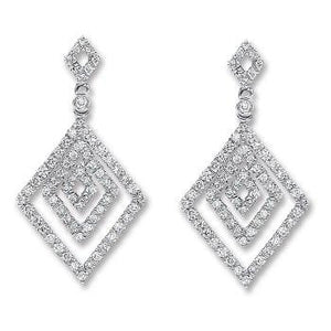 18K Gold 0.50 Carat Triangular Diamond Drop Earrings G-H/Si - Pobjoy Diamonds