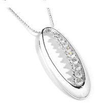 Load image into Gallery viewer, 9K White Gold Graduated Diamond Oval Pendant Necklace - 0.50 CTW - Pobjoy Diamonds