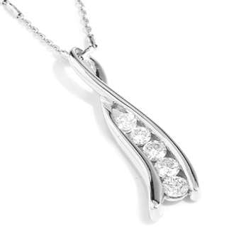 9K White Gold Graduated Diamond Drop Pendant 0.50 CTW - Pobjoy Diamonds