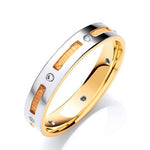 Two Colour Gold Flat Court Seven Stone Diamond Wedding Band