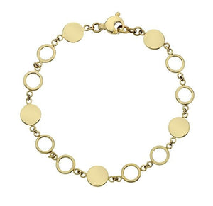 9K Yellow Gold Ladies Discs & Rings Bracelet - Pobjoy Diamonds