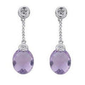 9K White Gold Diamond & Amethyst Drop Earrings - Pobjoy Diamonds