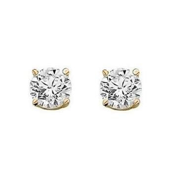 Yellow Gold Round Brilliant Cut Diamond Claw Earring Settings 1.00 TO 2.00 Carat - Pobjoy Diamonds