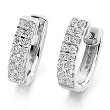 Load image into Gallery viewer, 18K Gold Round Brilliant Cut Twin Row Diamond Earrings 0.66 CTW - G-H/Si - Pobjoy Diamonds