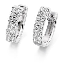 Load image into Gallery viewer, 18K Gold Round Brilliant Cut Twin Row Diamond Earrings 0.66 CTW - G-H/Si - Pobjoy Diamonds