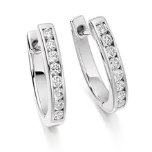 Load image into Gallery viewer, 18K Gold Round Brilliant Cut Channel 0.33 CTW Diamond Earrings - G-H/Si - Pobjoy Diamonds