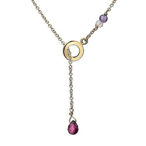 9K Yellow Gold Ladies Gemstone Pendant Necklace-Pobjoy
