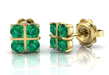 Load image into Gallery viewer, 9K Gold &amp; Green Emerald Ladies Stud Earrings - Pobjoy Diamonds