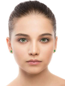 18K Gold & Green Emerald Ladies Stud Earrings - Pobjoy Diamonds