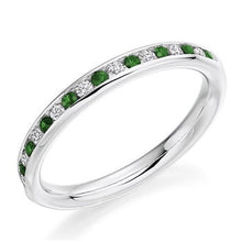 Load image into Gallery viewer, 18K Gold Emerald &amp; Diamond Half Eternity Ring 0.52 CTW - Pobjoy Diamonds
