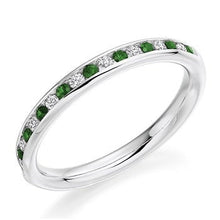 Load image into Gallery viewer, 950 Platinum Emerald &amp; Diamond Half Eternity Ring 0.52 CTW - Pobjoy Diamonds