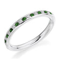 950 Platinum Emerald & Diamond Half Eternity Ring 0.52 CTW - Pobjoy Diamonds